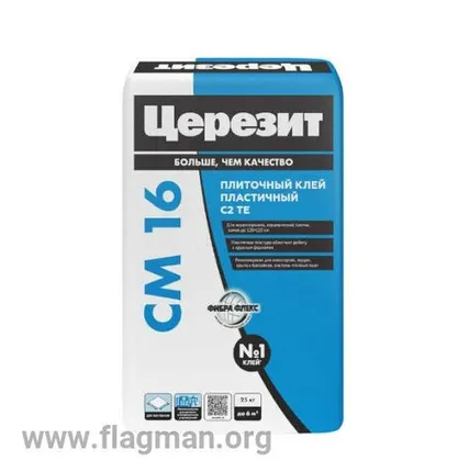 Фото №0 Клей для плитки Церезит CM-16/25 кг белый эластичный