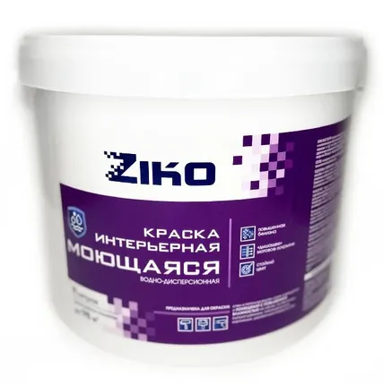 Фото №0 Краска моющаяся интерьерная База А, ZIKO 4.2кг