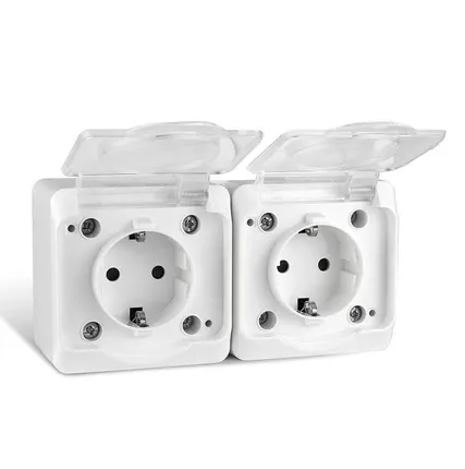 Фото №1 Розетка 2-м ОП Nix 16А IP54 250В с заземл. с прозр. крышкой бел. TOKOV ELECTRIC TKE-NX-R2Z-C01T-IP54