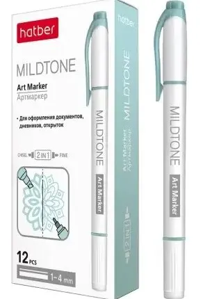 Фото №0 Артмаркер (Хатбер) Mildtone Pastel Двухсторонний Бирюзовый 12шт. в картонной коробке HL_060861