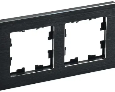 фото Рамка 2-м BRITE РУ-2-1-БрЧ металл черн. IEK BR-M22-M-K02