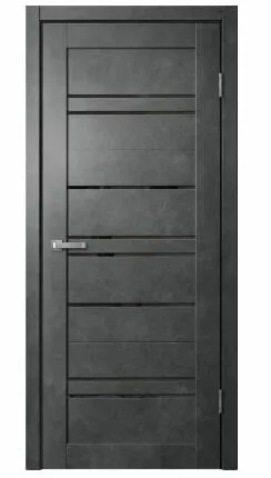 Фото №0 Дверь межкомнатная В2 (Barn) черное стекло, ПВХ, Бетон темный 2000х600мм