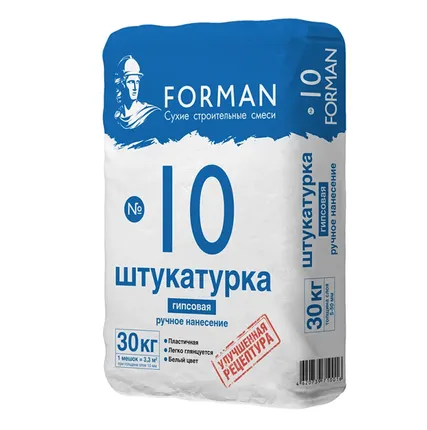 Фото №0 Штукатурка гипсовая ручного нанесения Forman 10, 30кг