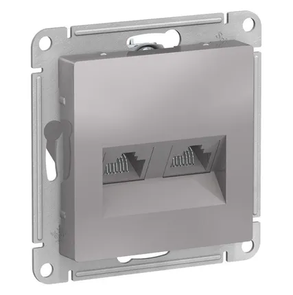 Фото №0 Механизм розетки компьютерной 2-м AtlasDesign RJ45 + RJ45 кат.5e алюм. SchE ATN000385