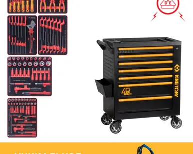фото Набор инструментов 117 предметов, quot;HIGH VOLTAGE quot;, в черной тележке KING TONY 9G38-117MRVE40