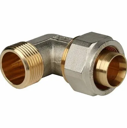 Фото №0 Угольник-переходник STOUT с наружной резьбой 1 x32 для металлопластиковых труб винтовой