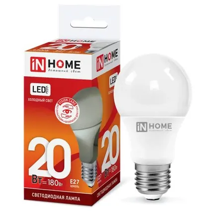 Фото №0 Лампа сд LED-A60-VC 20Вт 230В Е27 6500К 1800Лм IN HOME
