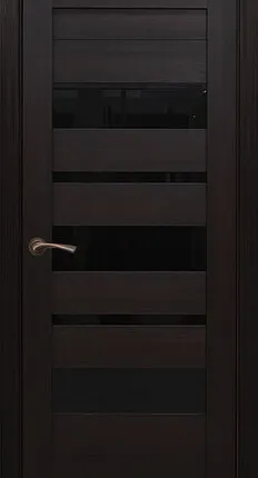 Фото №0 Дверь межкомнатная Q13 (Quest) стекло черное, экошпон, Орех макадамия 2000х700мм