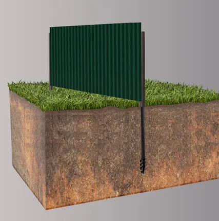 Фото №0 Забор из профнастила 0,5 мм на винтовых сваях "Шурупы"