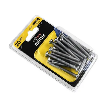 Фото №1 Винт М5*50 DIN7985, класс прочности 4.8, оцинкованный 20шт. Bauhow