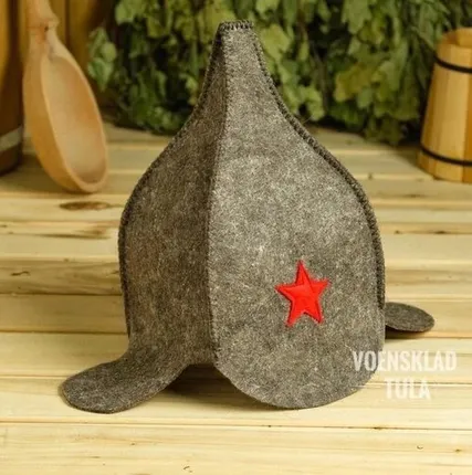 Фото №0 Шапка для бани Буденовка темная