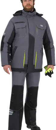 Фото №0 Куртка ЭДВАНС зимняя, серый-т.серый-лимонная отделка