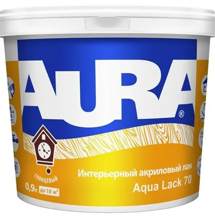 Фото №0 Лак AURA Лак для отделки минеральных поверхностей AURA Aqua Lack 70 0,9 л глянцевый интерьерный