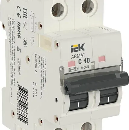 Фото №0 Выключатель автоматический 2п C 40А M06N ARMAT IEK AR-M06N-2-C040