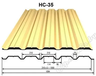 фото Профнастил (профлист) НС35| 1060 (1000) | 0.7 мм | Оцинкованный