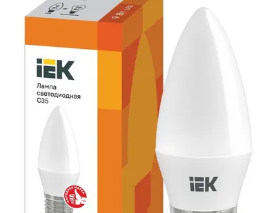 фото Лампа светодиодная ECO С35 свечеобразная 9Вт 230В E27 3000К теплый белый IEK
