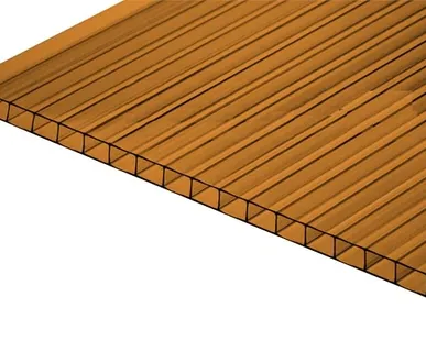 фото Сотовый поликарбонат ПОЛИГАЛЬ ПРАКТИЧНЫЙ Янтарный 4 мм (2,1*6 м)