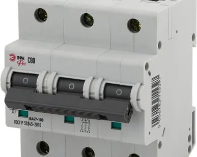 фото Выключатель автоматический модульный 3п C 80А ВА47-100 Pro NO-901-33 ЭРА Б0031794