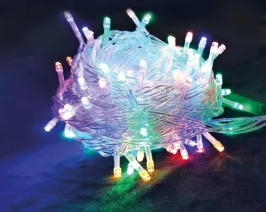 фото Гирлянда светодиодная 100LED бел. прозр. провод 6.5м расстояние между лампами 6см 8 режимов мигания Космос KOC_GIR100LED_RGB_7m