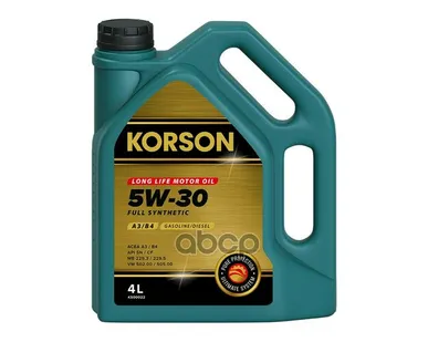 фото Korson 5W-30 Full Synthetic A3/B4 4Л (Синт. Мотор. Масло.)