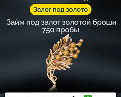 фото Займ под залог золотой броши 750 пробы