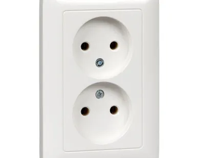 фото Розетка 2-м СП Хит 16А IP21 250В без заземл. без защ. шторок бел. SE RS16-235-B