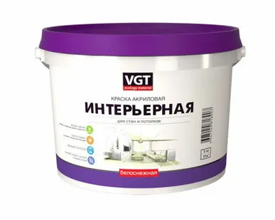 фото Краска интерьерная «БЕЛОСНЕЖНАЯ» VGT, 15кг