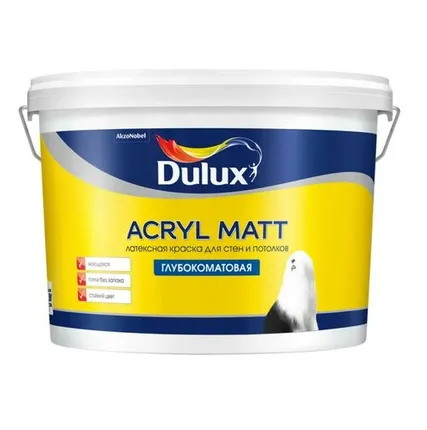 Фото №0 Краска моющаяся латексная Acryl MATT BW глубокоматовая Dulux 9 л