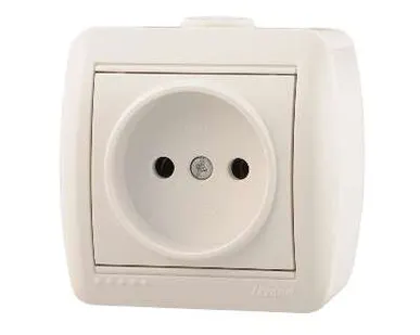 фото Розетка 1-м ОП Ната 16А IP20 без заземл. керам. бел. LEZARD 710-0200-121