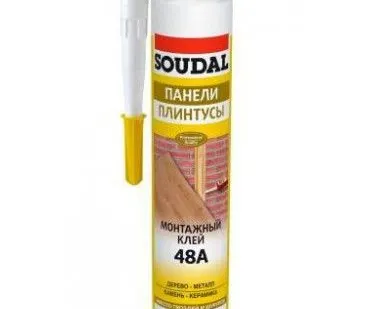 фото Клей монтажный SOUDAL 48А каучуковый панели, плинтусы 300 мл,