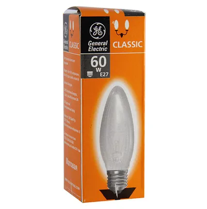 Фото №0 Лампа накаливания 'свеча' матовая 60Вт Е27 GE