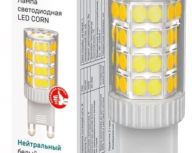 фото Лампа светодиодная CORN 5Вт капсула 4000К G9 230В керамика IEK LLE-CORN-5-230-40-G9