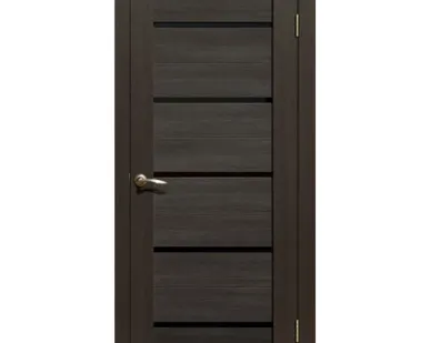 фото Дверь межкомнатная 206 (La Stella) черное стекло, экошпон, Дуб Мокко 2000х800мм