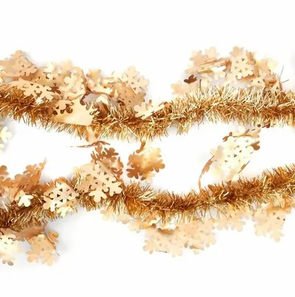 Фото №0 Мишура Снежинки золото 11 см х 2 м