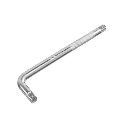 Фото №0 Вороток Г-образный, 250х50 мм, квадрат 1/2", СrV, матовый хром, Denzel, 1 шт