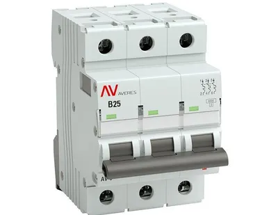 фото Выключатель автоматический модульный 3п B 25А 6кА AV-6 AVERES EKF mcb6-3-25B-av