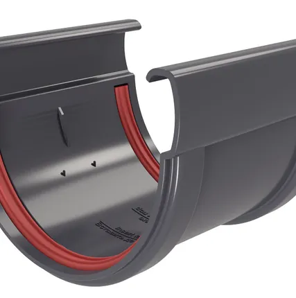 Фото №0 Соединитель желобов 135 ПВХ Grand Line, графит