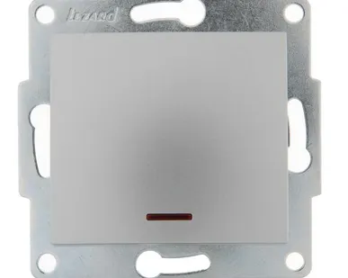 фото Механизм выключателя 1-кл. 1п СП Karina 10А IP20 с подсветкой мат. серебр. LEZARD 707-4388-111