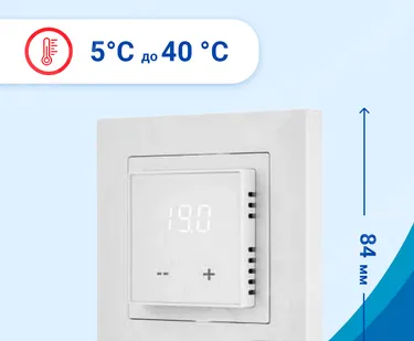 фото Терморегулятор электронный непрограм.ДЕВИ Room с датчиком пола,16 А, ЖК-экран, пределы регулирования 140F1030R DEVI