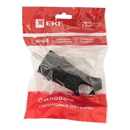 Фото №4 Вилка угловая с кольцом 230В 2P+PE 16А IP44 каучук Basic EKF RPS-017-16-230-44