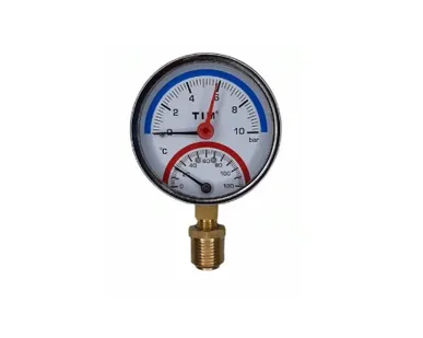 фото Термоманометр радиальный 10 бар TIM 1/2" н.р., Ø корпуса=80 мм, t=0...120°С
