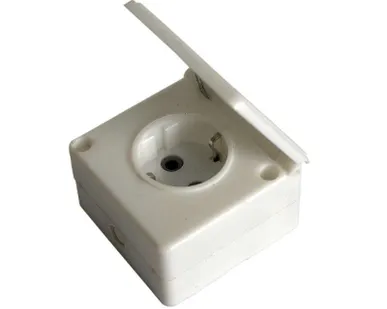 фото Розетка 1-м ОП с заземл. IP44 бел. БЕЛТИЗ РА 16-005