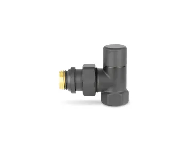 фото Клапан запорный радиаторный угловой 1/2" н.р.-в.р. Varmega ЧЕРНЫЙ VMDV03-210404