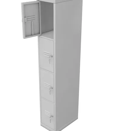 Фото №0 Шкаф для раздевалок металлический четырехдверный, ширина 300 мм