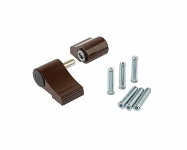 фото Петля дверная подшипниковая ELEMENTIS new, 2-х секционная, м/о 67, крепление на теплый профиль, коричневый RAL8017