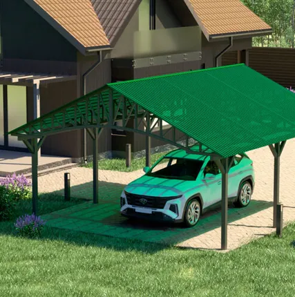 Фото №0 Двускатный навес №22 из поликарбоната 5,5х6,3 м