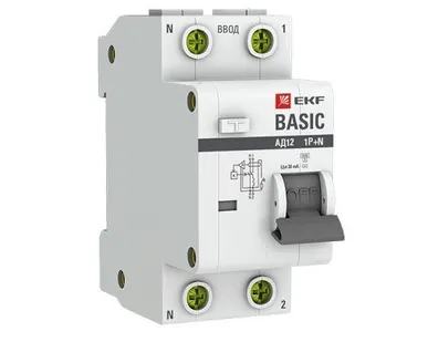 фото EKF Выключатель автоматический дифференциальный АД-12 1п+Н 32А 30мА АС С Basic EKF