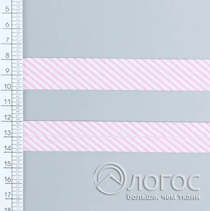 Фото №0 Косая бейка декор. .Т. 20 мм, С2, С2 (белый/розовый)