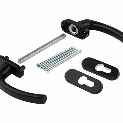 Фото №0 Гарнитур балконный Internika Tolstoy алюминиевый, с овальными накладками, черный матовый RAL9005