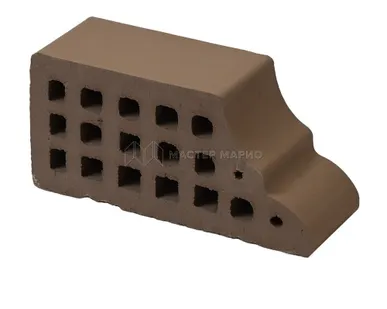 фото Кирпич фасонный керамический «Коричневый» пустотелый утолщенный карнизный